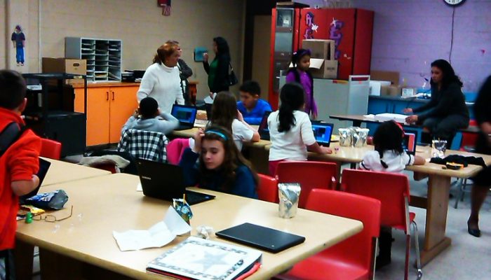 Students utilizing the Parent Resource Center